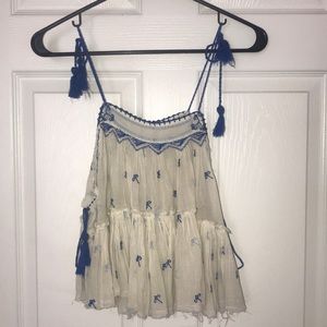 Free People White tassel top
